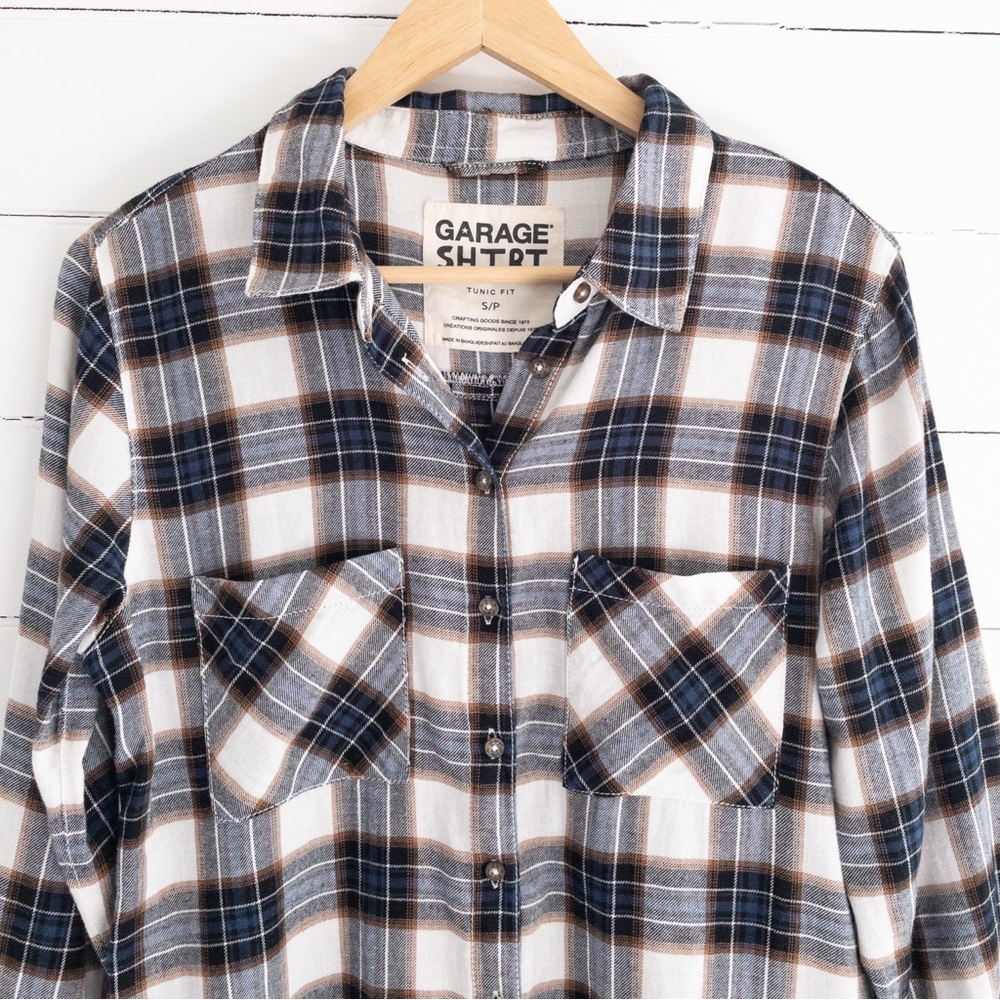 Garage Shirt Navy Blue Plaid Flannel - Picture 3 of 4